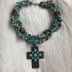 Bead and cross necklace